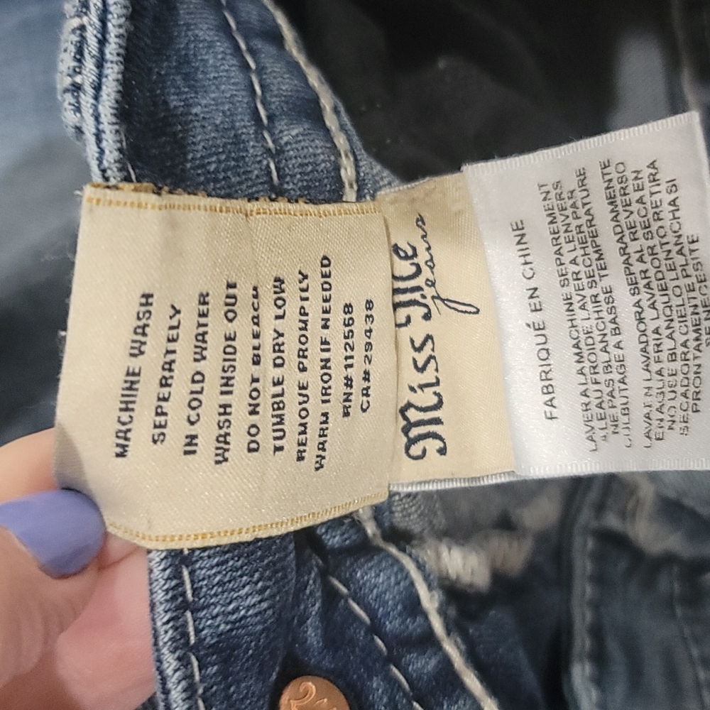 Miss Me Blue Straight Leg Jeans with Silver Embellishments - Picture 12 of 16
